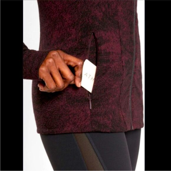 Athleta Shanti Jacquard Jacket, Antique Textured Burgundy XS - Picture 3 of 10